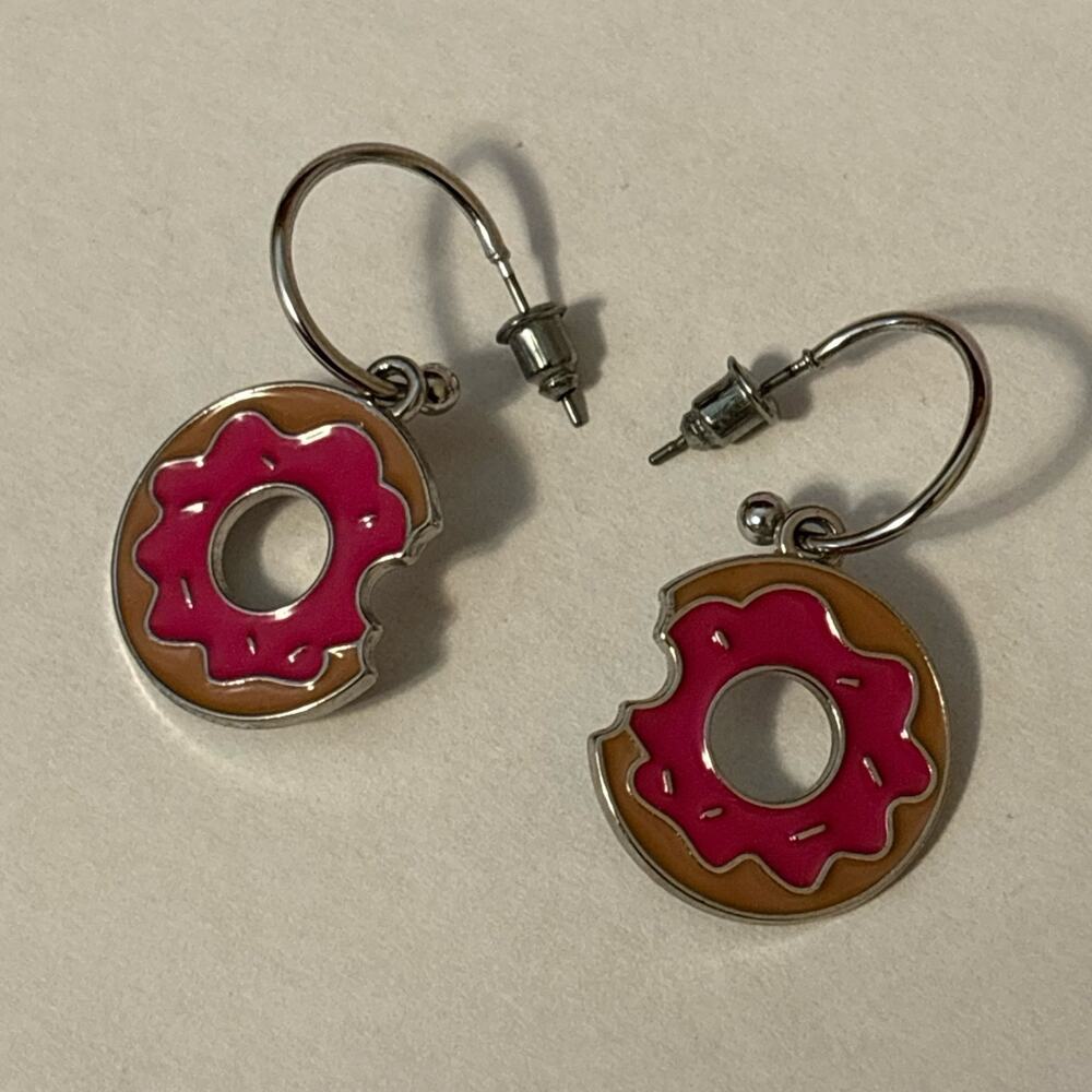 Pink Frosted Donut Dangle Earrings